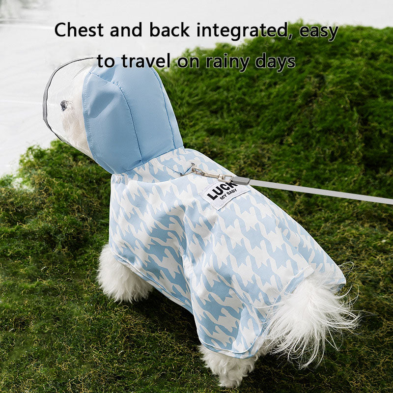 Waterproof Dog Raincoat - Houndstooth Cape For Small Dogs canrusupet