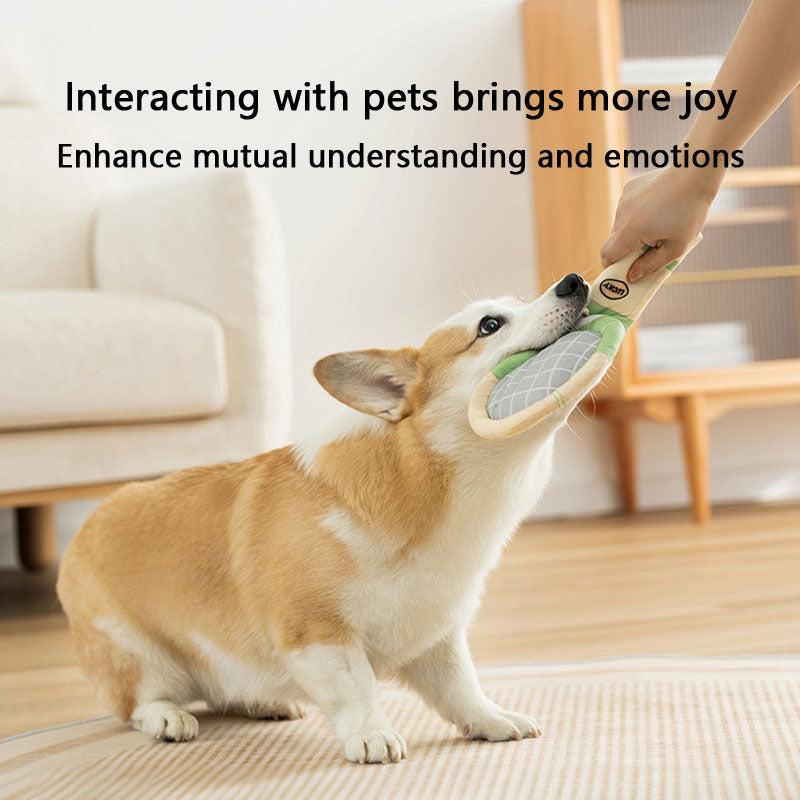 Squeaky Dog Chew Toys - Tennis Ball & Racket Set For Puppies canrusupet