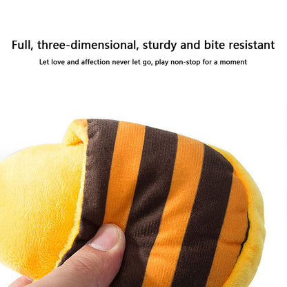 Striped Plush Squeaky Dog Toy Slippers - Durable Chew Toys canrusupet