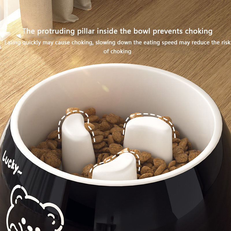 Non-Spill Slow Feeder Melamine Dog Bowl - Large Pet Dish canrusupet