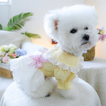 Dog Or Cat Clothes Embroidered Bear Gauze Dress - canrusupet