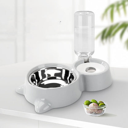 Dog Bowl Stainless Steel Double Dish - Auto Waterer for Pet canrusupet