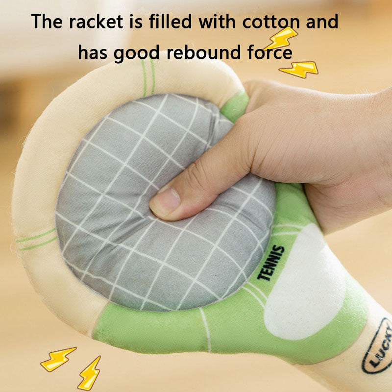 Squeaky Dog Chew Toys - Tennis Ball & Racket Set For Puppies canrusupet