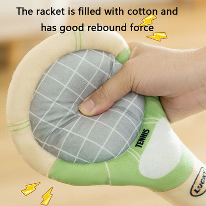 Squeaky Dog Chew Toys - Tennis Ball & Racket Set For Puppies canrusupet