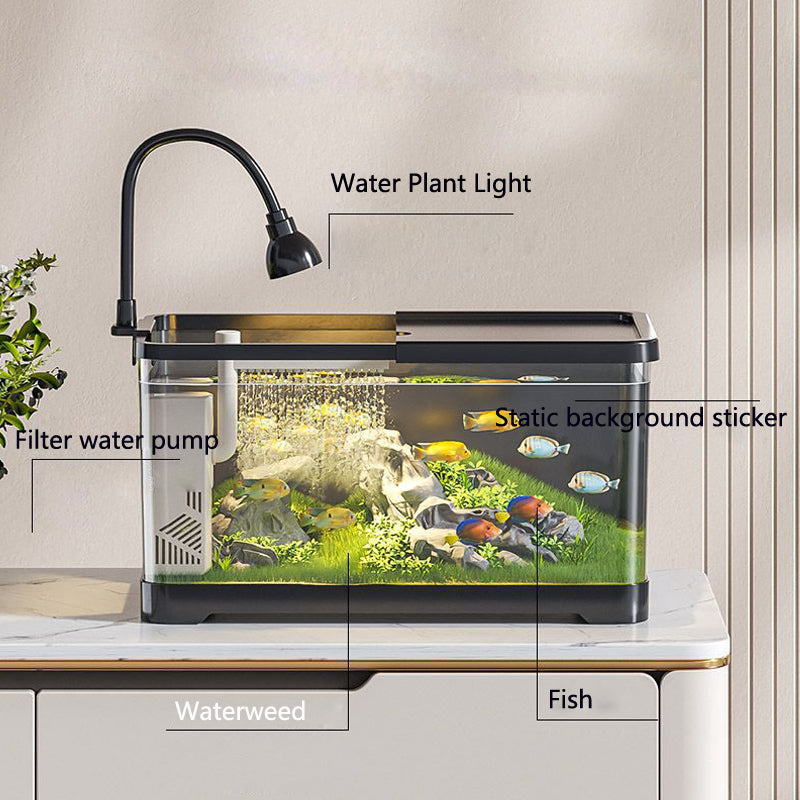 Fish Tank Aquarium Desktop Ecological Goldfish Tank Home Decoration - canrusupet