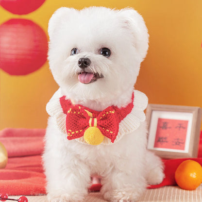 Adjustable Knitted Cat Collar - Christmas & New Year Festive canrusupet