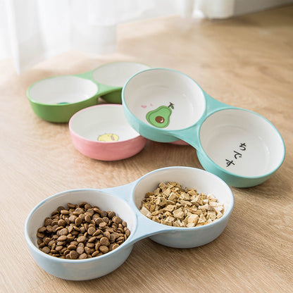 Ceramic Double Bowl Style Dog Bowl For Cats Dogs canrusupet