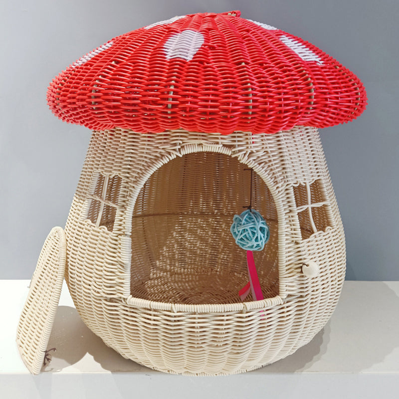 Multi-purpose Pet Nest Rattan Nest Mushroom House Cat Cage - canrusupet