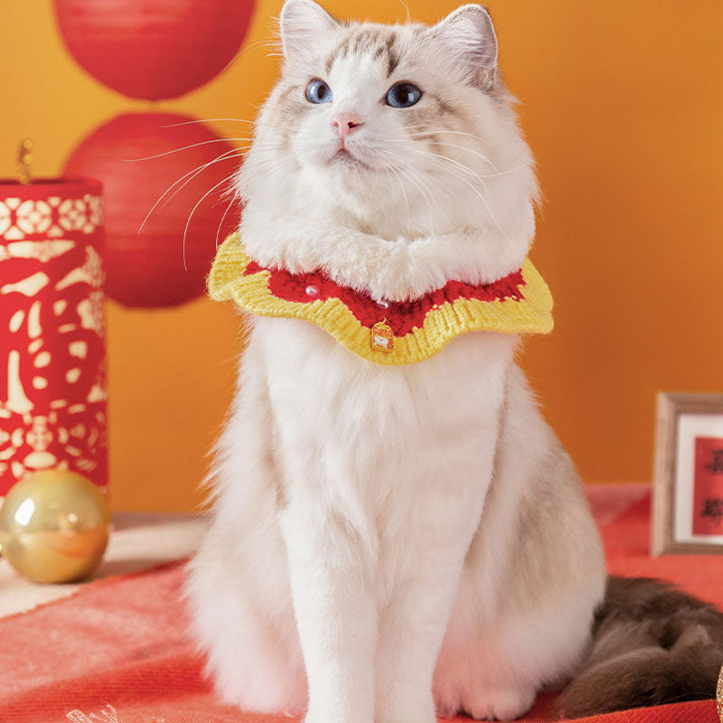 Adjustable Knitted Cat Collar - Christmas & New Year Festive canrusupet