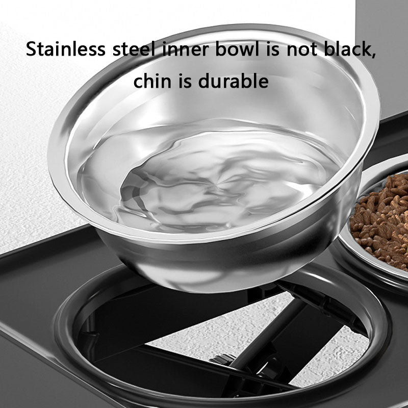 Adjustable Stainless Dog Bowl Elevated Double for Large Dogs canrusupet