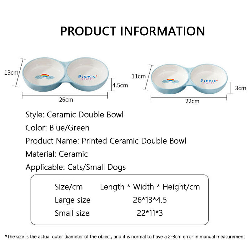 Ceramic Double Bowl Style Dog Bowl For Cats Dogs canrusupet