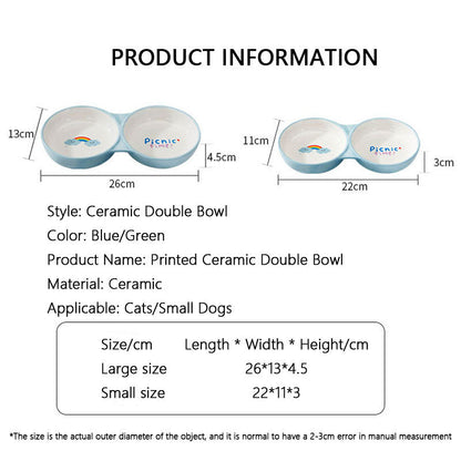 Ceramic Double Bowl Style Dog Bowl For Cats Dogs canrusupet