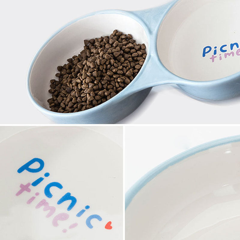 Ceramic Double Bowl Style Dog Bowl For Cats Dogs canrusupet