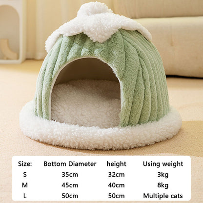 Arctic Snowhouse Enclosed Pumpkin Style Cat Bed For Pet canrusupet
