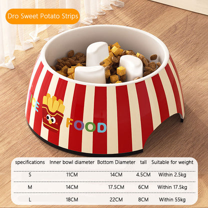 Non-Spill Slow Feeder Melamine Dog Bowl - Large Pet Dish canrusupet