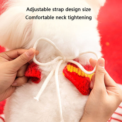 Festive Winter Cat Collar - Knit Christmas Bib For Cats canrusupet