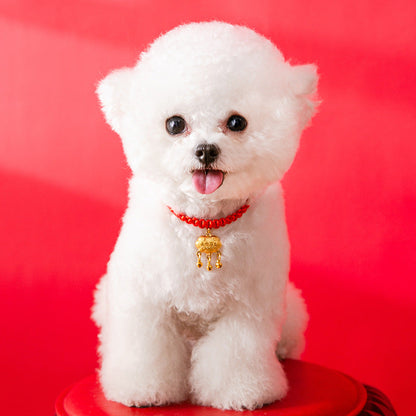 Cat Collar Red Rope With Lucky Bell & Lock - Good Fortune canrusupet