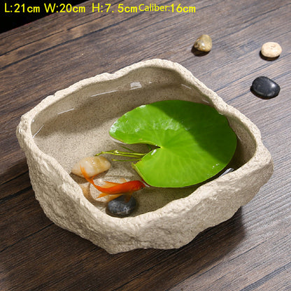 Fish Pond Ancient Landscaping Small Fish Tank Ecological Hydroponic Pond Bowl Basin - canrusupet