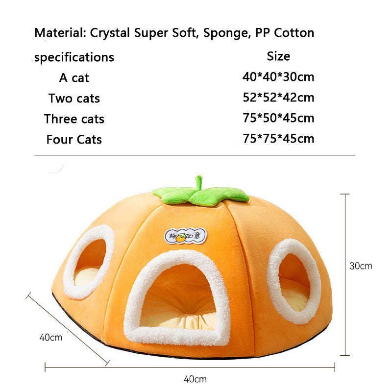 Persimmon Ruyi Style Multiple Openings Cat Bed canrusupet