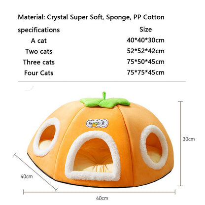 Persimmon Ruyi Style Multiple Openings Cat Bed canrusupet