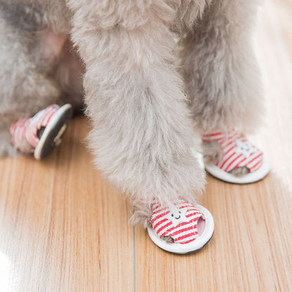 Breathable Dog Boots For Small Dog | Striped Canvas Soft-Sole canrusupet