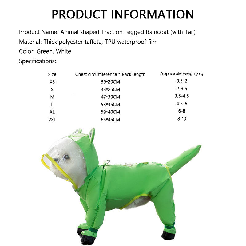 Dog Raincoat Waterproof 4-Legs Tail Protector For Small Dogs canrusupet