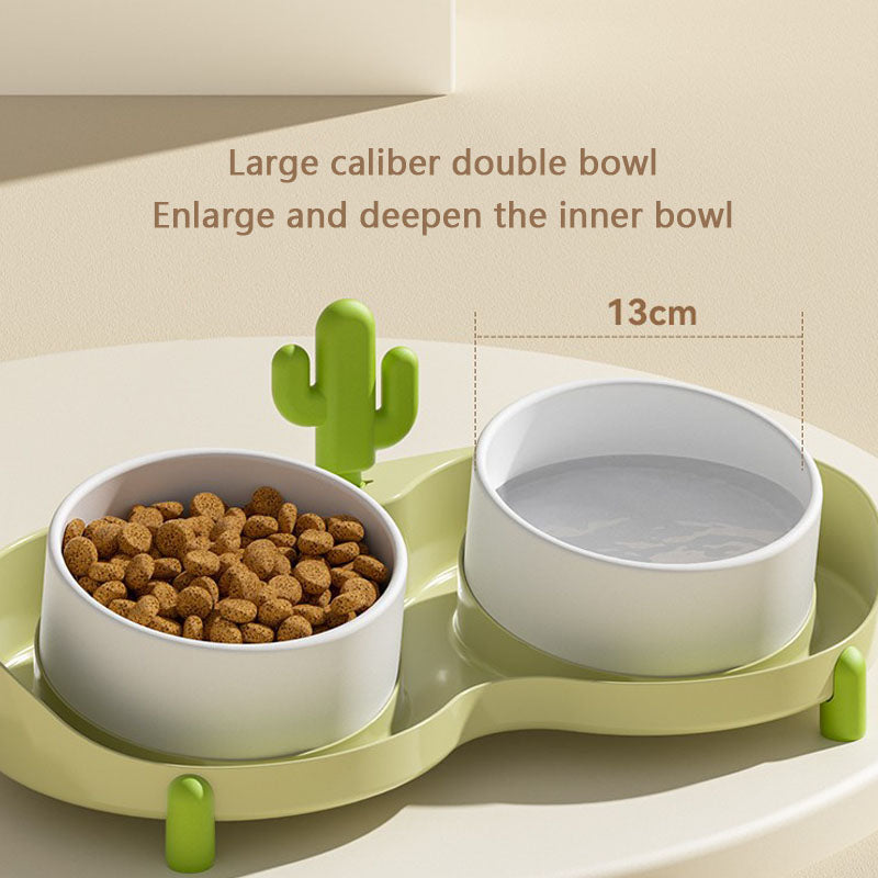 Ceramic Elevated Dog Bowl - Anti-Tip Double Bowl For Pets