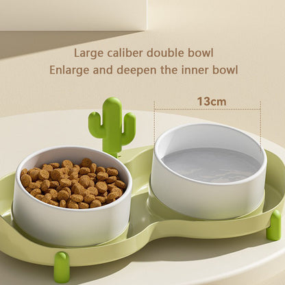 Ceramic Elevated Dog Bowl - Anti-Tip Double Bowl For Pets