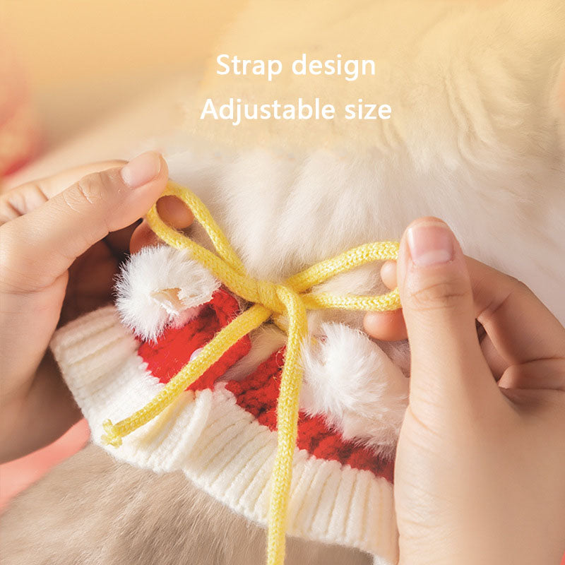 Adjustable Knitted Cat Collar - Christmas & New Year Festive canrusupet