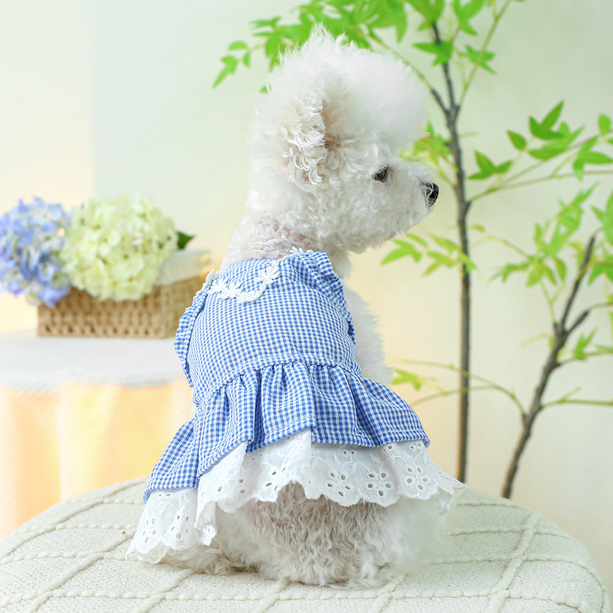 Dog Or Cat Clothes Blue Plaid Sundress. - canrusupet