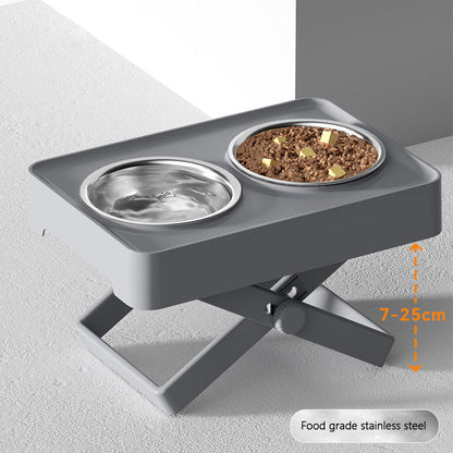 Adjustable Stainless Dog Bowl Elevated Double for Large Dogs canrusupet
