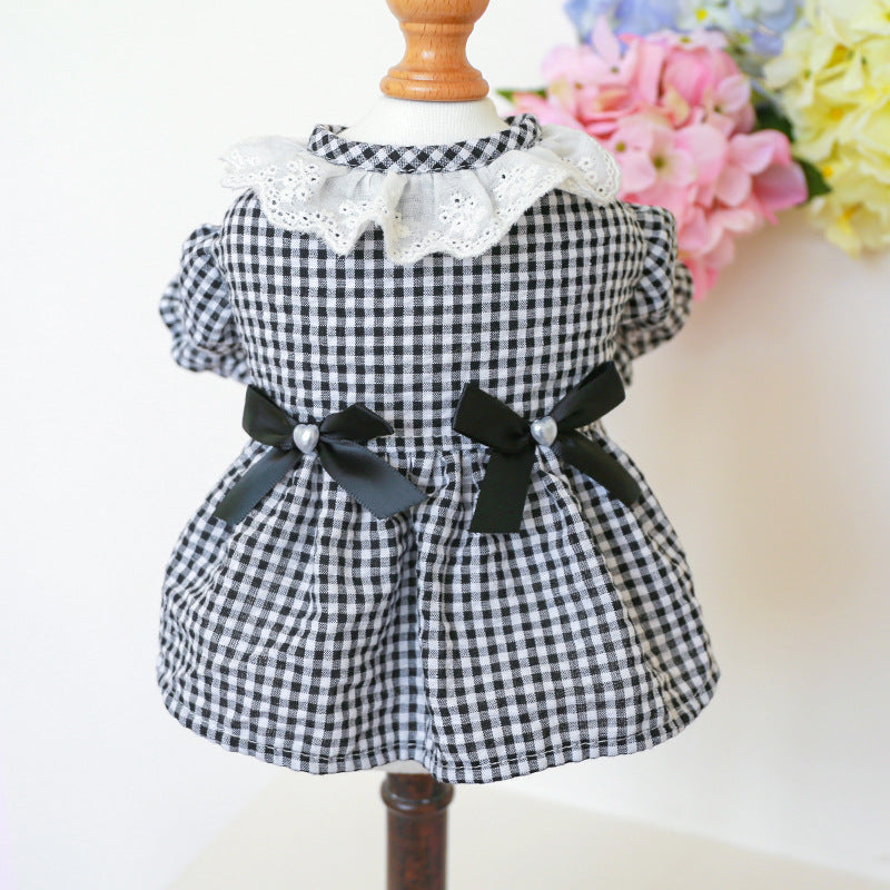 Dog Or Cat Clothes Checked Pearl Skirt - canrusupet