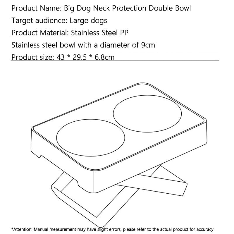 Adjustable Stainless Dog Bowl Elevated Double for Large Dogs canrusupet