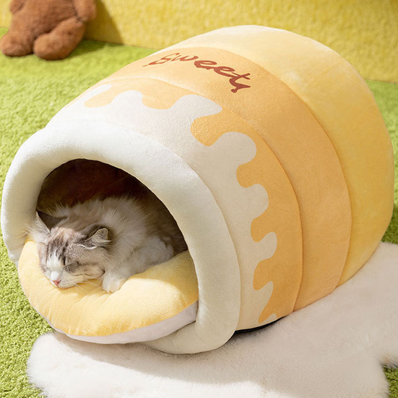 Sealed Can Style Semi-closed Cat Bed For Small Cats Dogs canrusupet