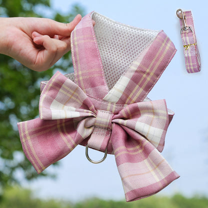 Pet JK Dress Harnesses Plaid Skirt Puppy Girl Dog Clothes For Small Medium Dogs - canrusupet