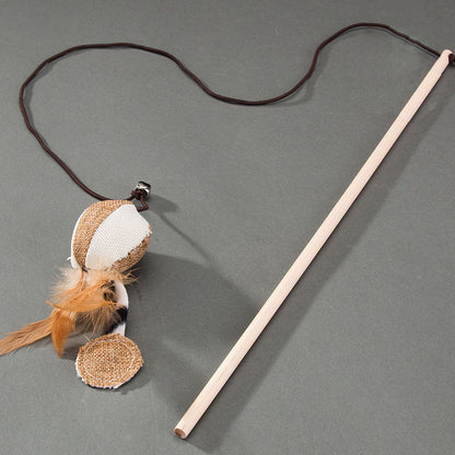 Interactive Cat Toys: Wooden Teaser Wand & Mouse Shape Toy canrusupet