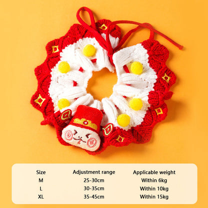 Festive Winter Cat Collar - Knit Christmas Bib For Cats canrusupet