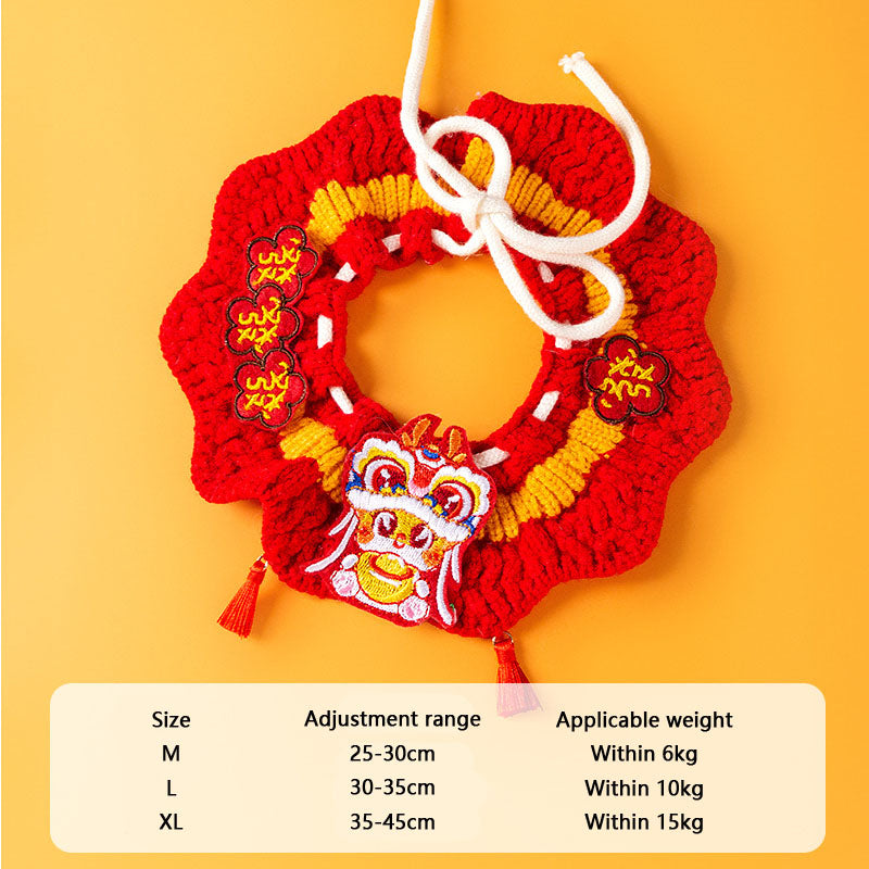 Festive Winter Cat Collar - Knit Christmas Bib For Cats canrusupet