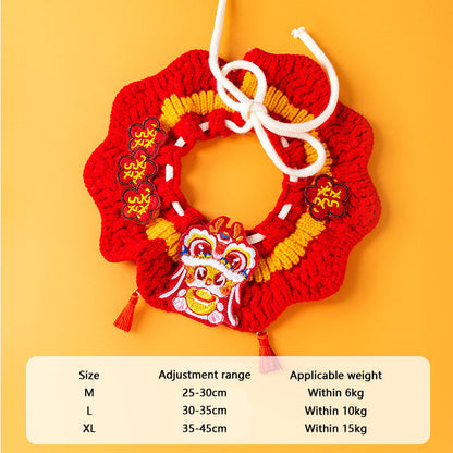 Festive Winter Cat Collar - Knit Christmas Bib For Cats canrusupet