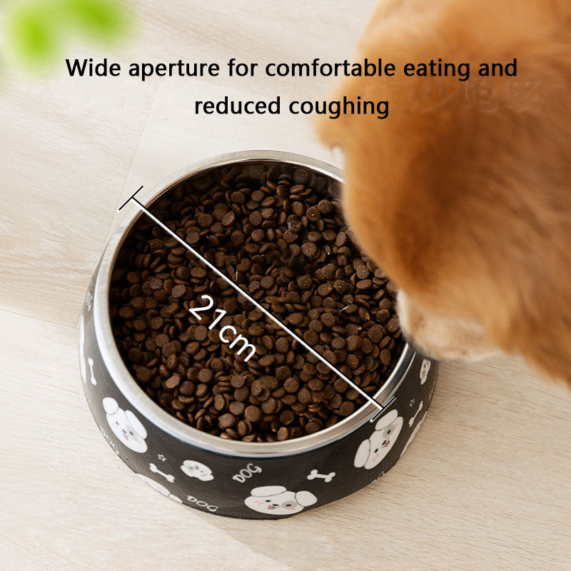 Cartoon Print Stainless Steel Dog Bowl For Large/Medium Dogs canrusupet