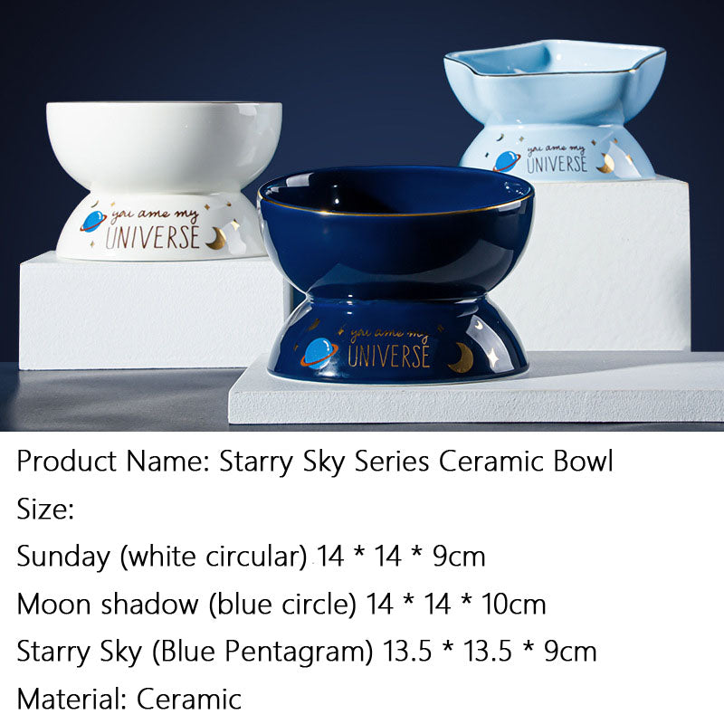 Starry Sky Ceramic Dog Bowl - Pet Feeding & Water Bowl canrusupet