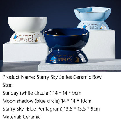 Starry Sky Ceramic Dog Bowl - Pet Feeding & Water Bowl canrusupet