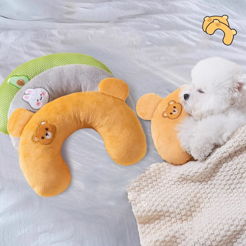 Breathable Embroidered Cartoon U-shaped Dog Pillow For Pet canrusupet