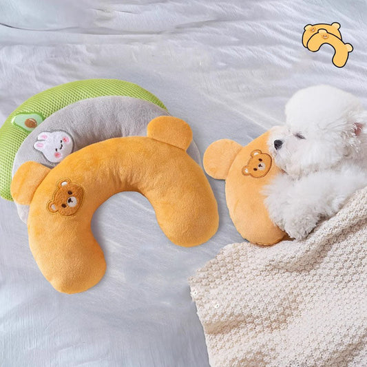 Breathable Embroidered Cartoon U-shaped Dog Pillow For Pet canrusupet