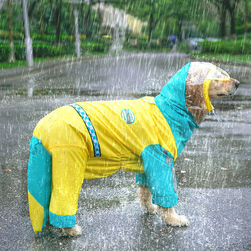 Waterproof Dog Raincoat For Large Dogs - Color-Block Design canrusupet