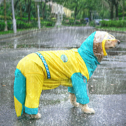 Waterproof Dog Raincoat For Large Dogs - Color-Block Design canrusupet