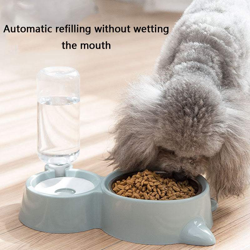 Dog Bowl Stainless Steel Double Dish - Auto Waterer for Pet canrusupet