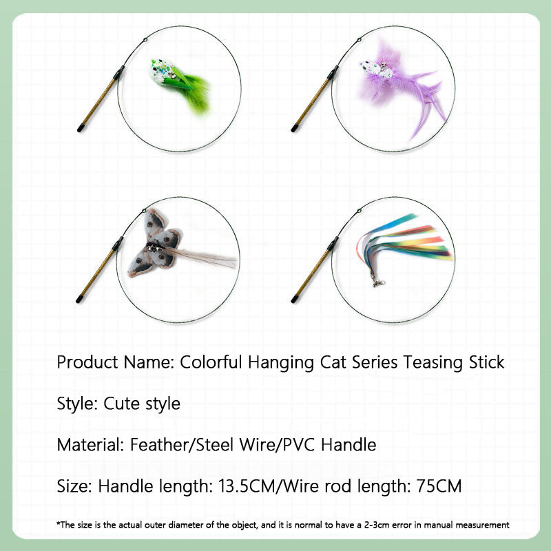 Chew-Proof Kitten Cat Toys - Replaceable Feather Teaser canrusupet