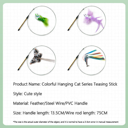 Chew-Proof Kitten Cat Toys - Replaceable Feather Teaser canrusupet