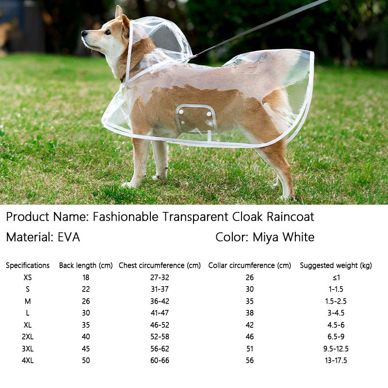 Dog Raincoat Waterproof Clear Cape - Small/Medium Dogs canrusupet